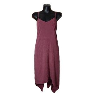 Loveriche Women's Asimatric Dress Spaghetti Summer Criss-cross Strap Wine Red M